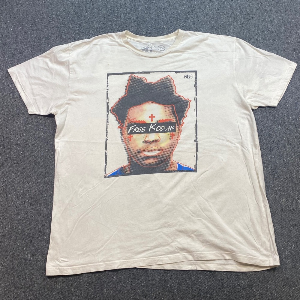 Sniper Gang Free Kodak TShirt 3X‎ Mens Cream Streetwear Hip Hop Graphic Tee